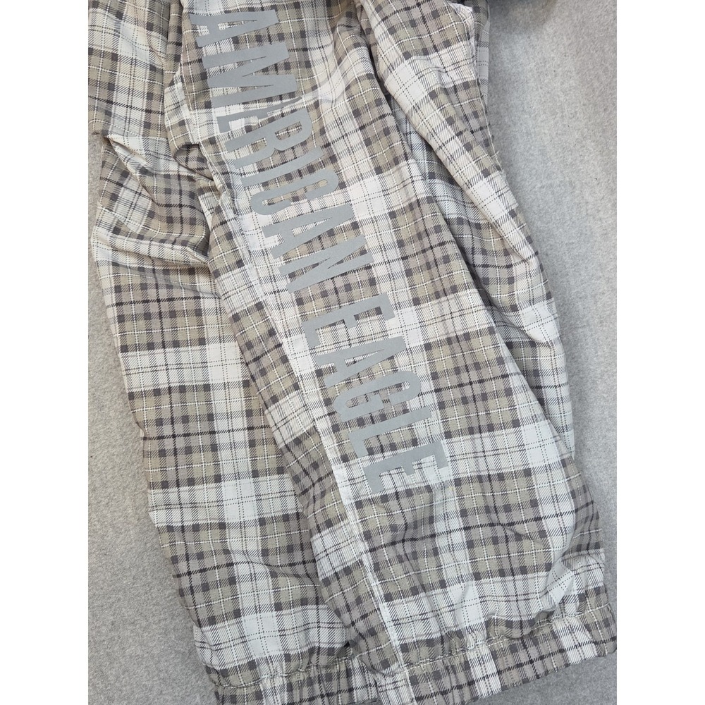 AMERICAN EAGLE  Mens Joggers L Plaid Pants Spell Out Logo Drawstring Lined Baggy